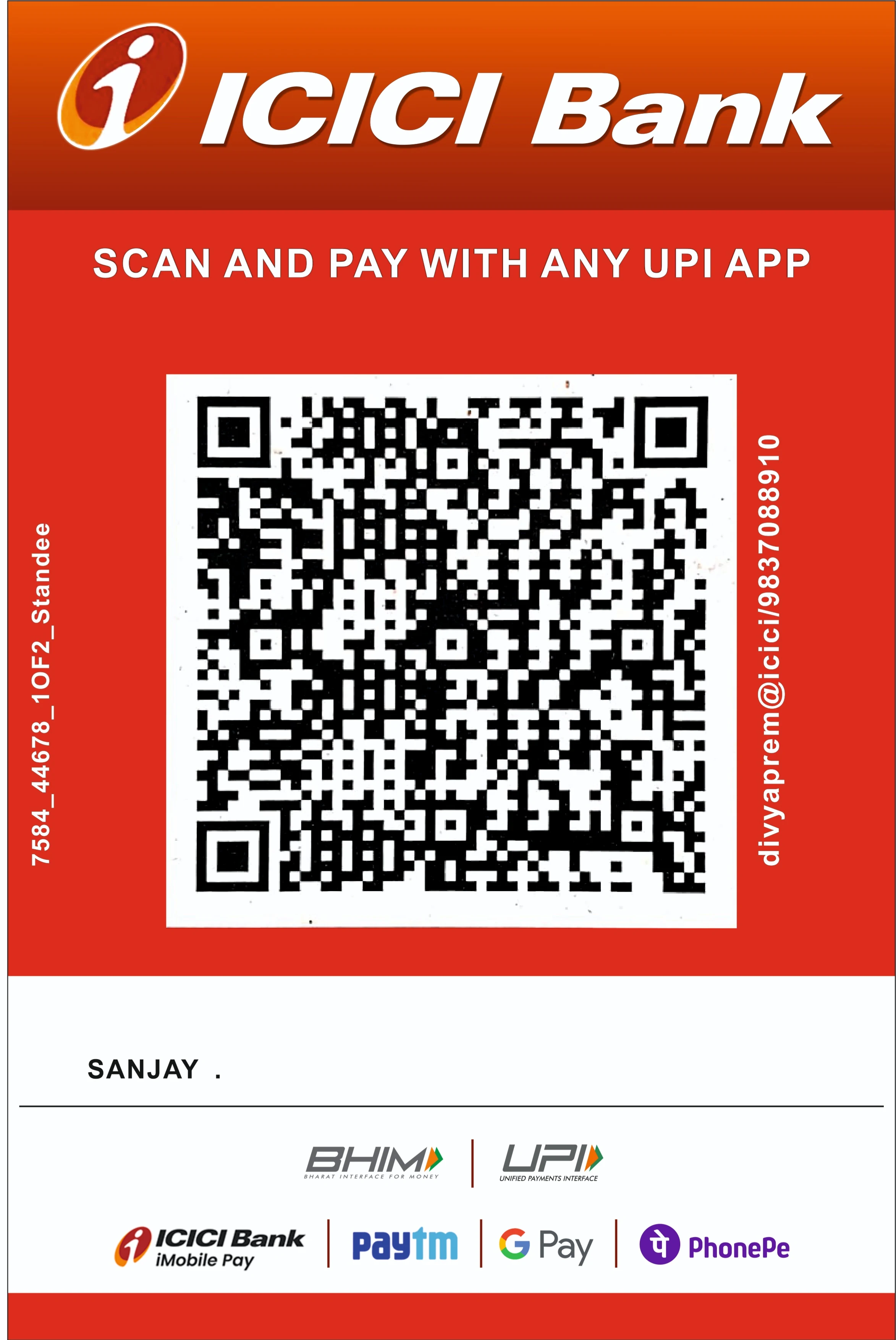 ICICI Bank UPI QR Code — Divya Prem Sewa Mission, Haridwar (divyaprem@icici)